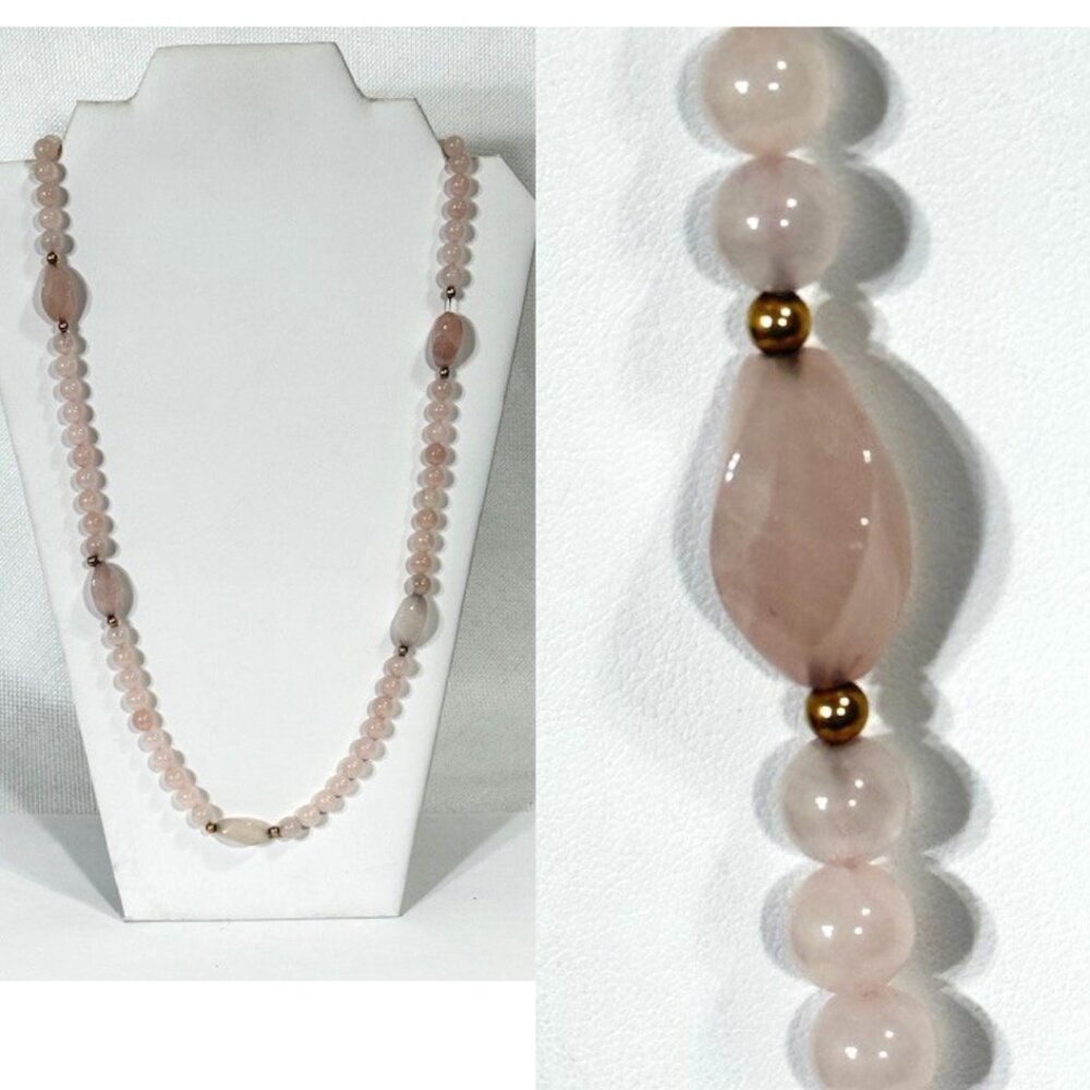 28" Continuous strand rose quartz necklace.